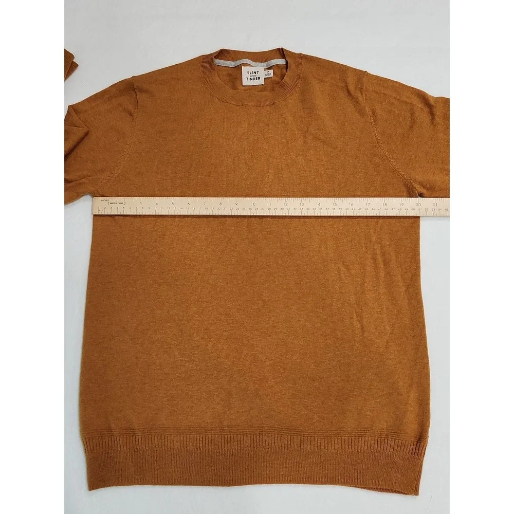 Flint and Tinder Huckberry Crewneck Sweater Mens M Ribbed Collar Cuffs Hem Brown